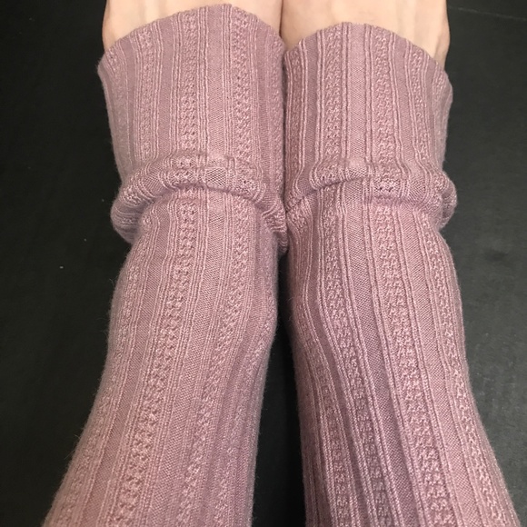 Handmade Long Purple Knit Leg Warmers Sweater Knee Socks Thigh Highs Leggings - Picture 5 of 5